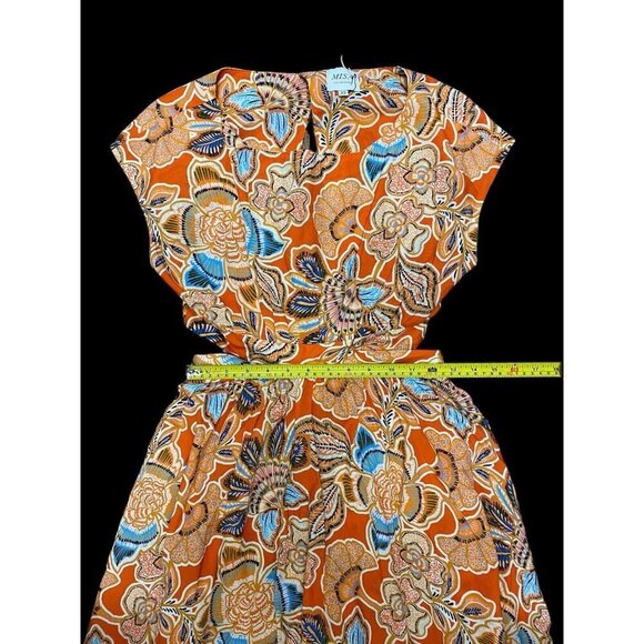 Misa Los Angeles Sz XS Dress Dana Mae Maxi Orange Floral Boho Southwestern - Picture 11 of 13
